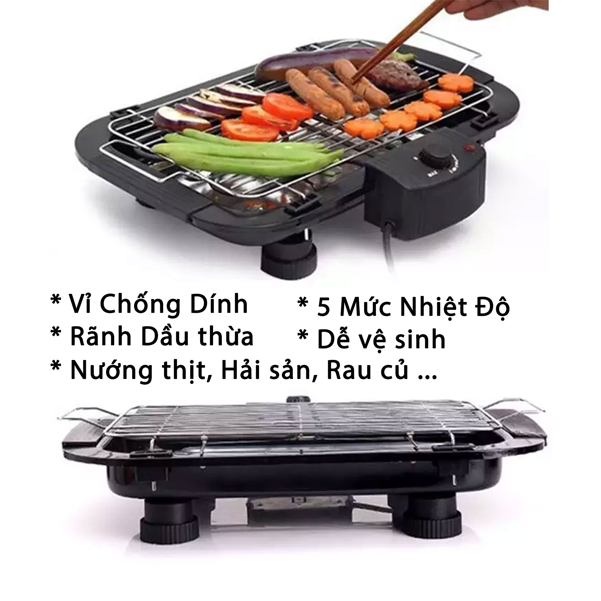 (Loại Tốt) Bếp Vỉ Nướng Điện Không Khói BBG KhoNCC - Electric BarBecue Grill 2000W - KPD-BEPDKK-425 - Hàng Chính Hãng