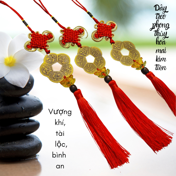 Dây treo phong thủy hoa mai kim tiền NHASAN Vượng khí, tài lộc, bình an