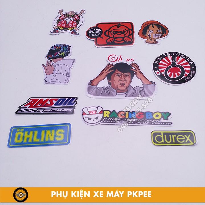 Combo Tem Sticker Dán Xe Máy, Laptop, Điện Thoại, Nón Bảo Hiểm, Chống Thấm Nước, Chống Bay Màu