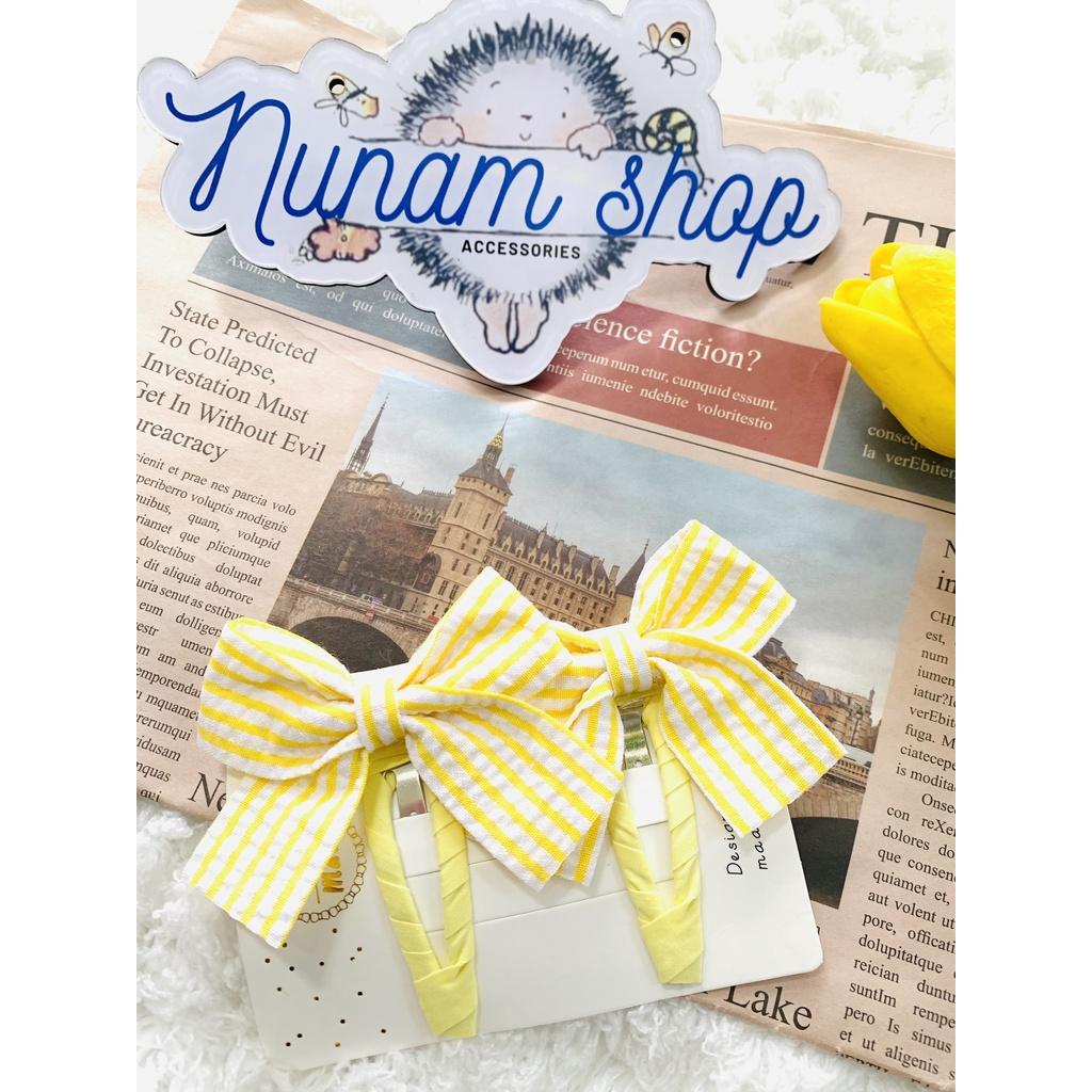Set 2 - kẹp tóc vải nơ ca.ro tiểu thư Nunam shop kẹp tóc tiểu thư đẹp cute