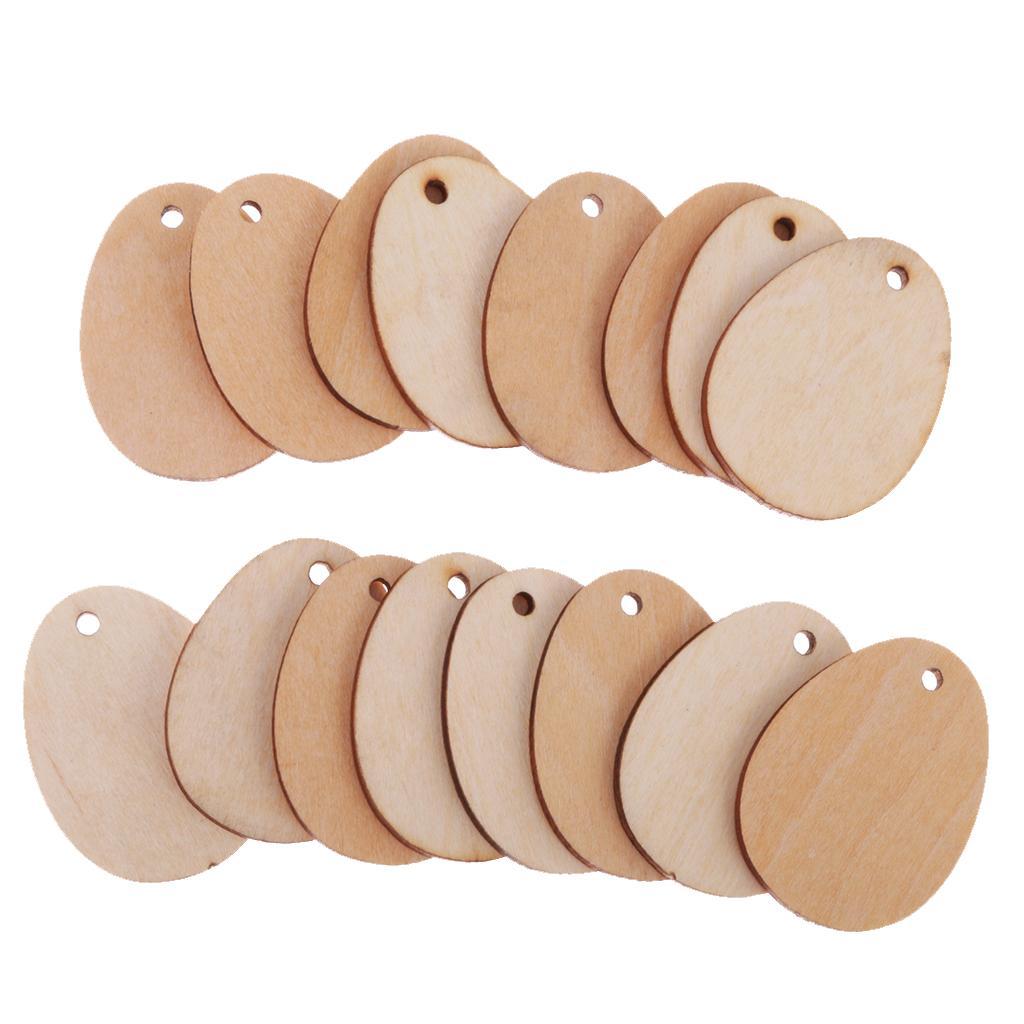 100 Pieces Natural Unfinished Blank Wood Tags Wooden Gift Tags Hanging Labels Embellishment for Wedding Party Christmas XMAS Decoration with Rope