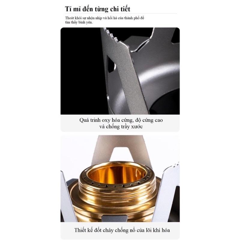 Bếp cồn dã ngoại, cắm trại, picnic BSWOLF Chất liệu hợp kim nhôm + đồng vàng. Nắp chữa cháy an toàn.