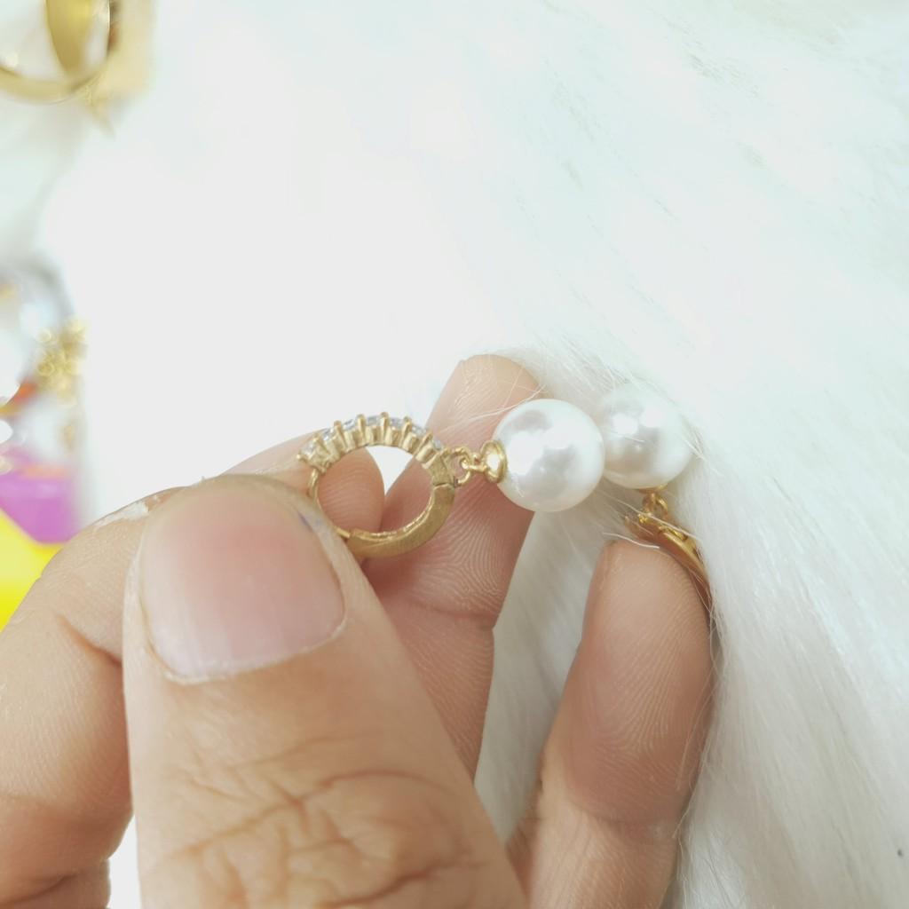 Bông Tai Kiểu Ngọc Treo Vonfram Cao Cấp-Dùng lâu dài tắm rửa thoải mái không phai màu