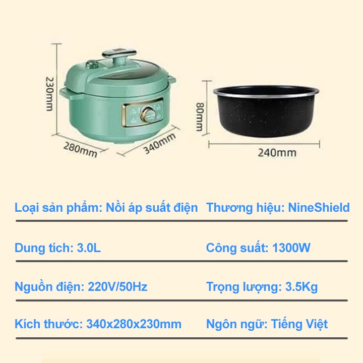 Nồi Áp Suất Điện Đa Năng Dung tích 3L