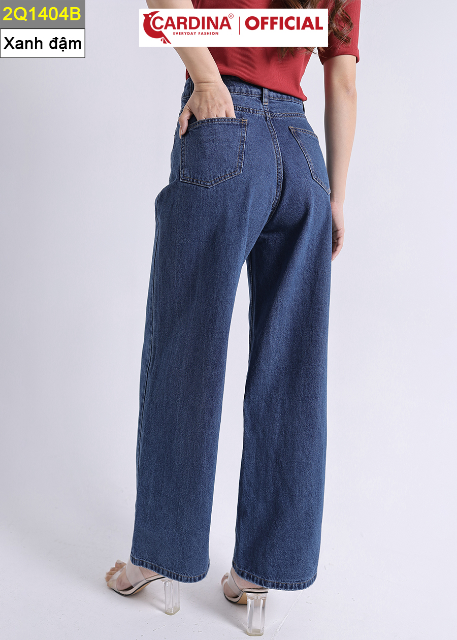 Quần Jeans Nữ CARDINA Cao Cấp Quần Bò Ống Rộng Cài Khuy Có Khóa Kéo 2Q14