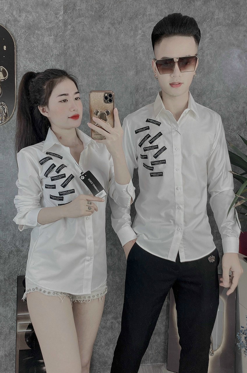 Áo sơ mi nam nữ tay dài , áo đôi nam nữ