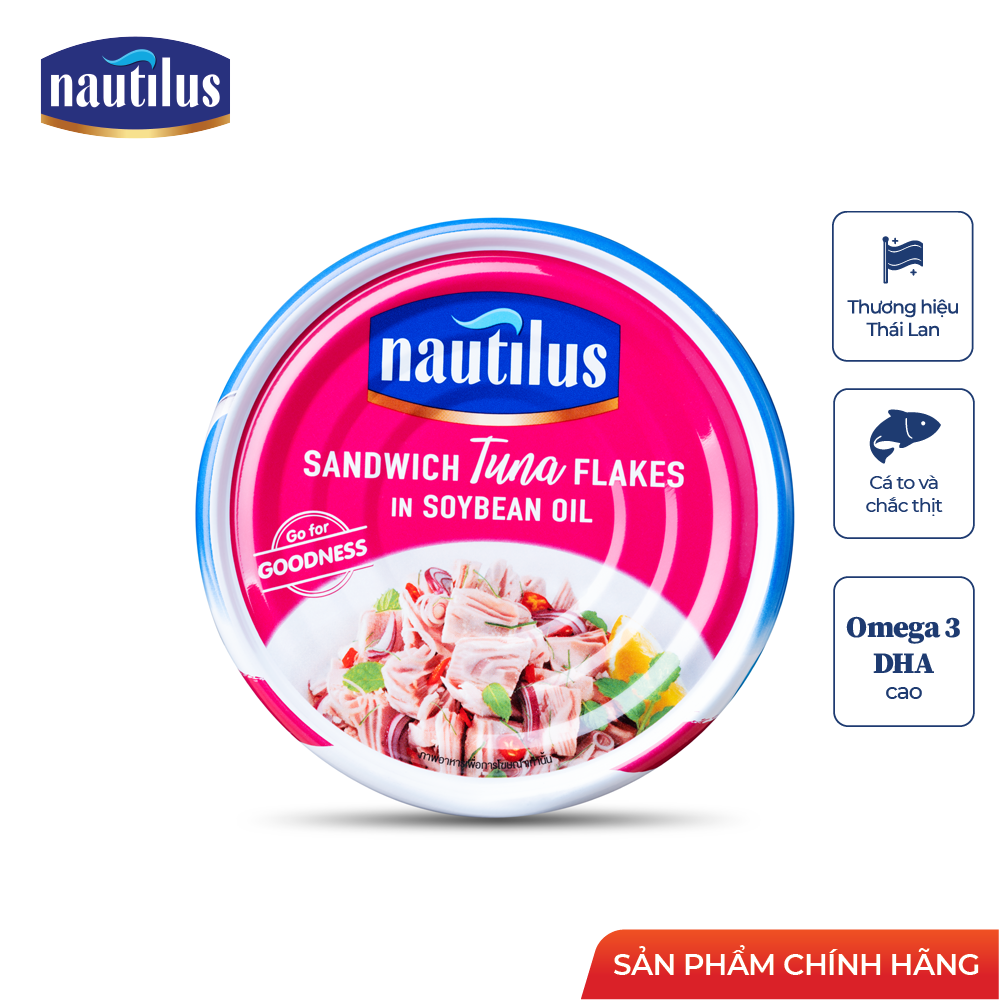 Combo 8 lon Cá Ngừ Nautilus xắt lát ngâm dầu đậu nành (NK Thái Lan)