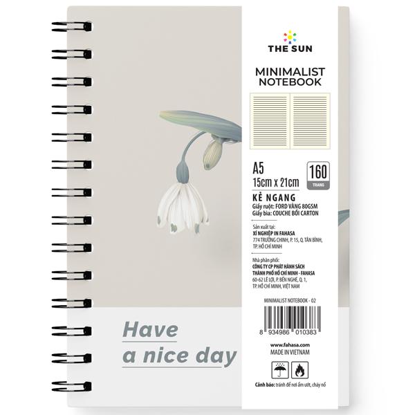 Sổ Lò Xo Bìa Cứng Minimalist A5 - Kẻ Ngang - 160 Trang 80gsm - The Sun 02