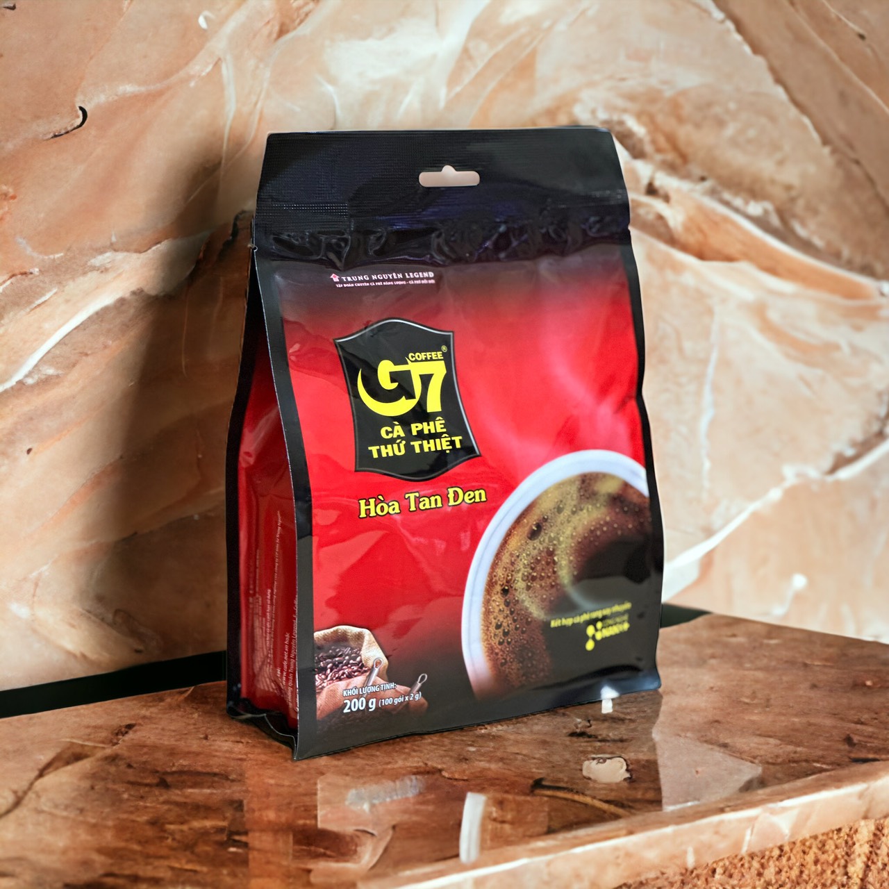 G7 hòa tan Đen Trung Nguyên - Túi 100 gói - Cà phê đen Nguyên Chất G7