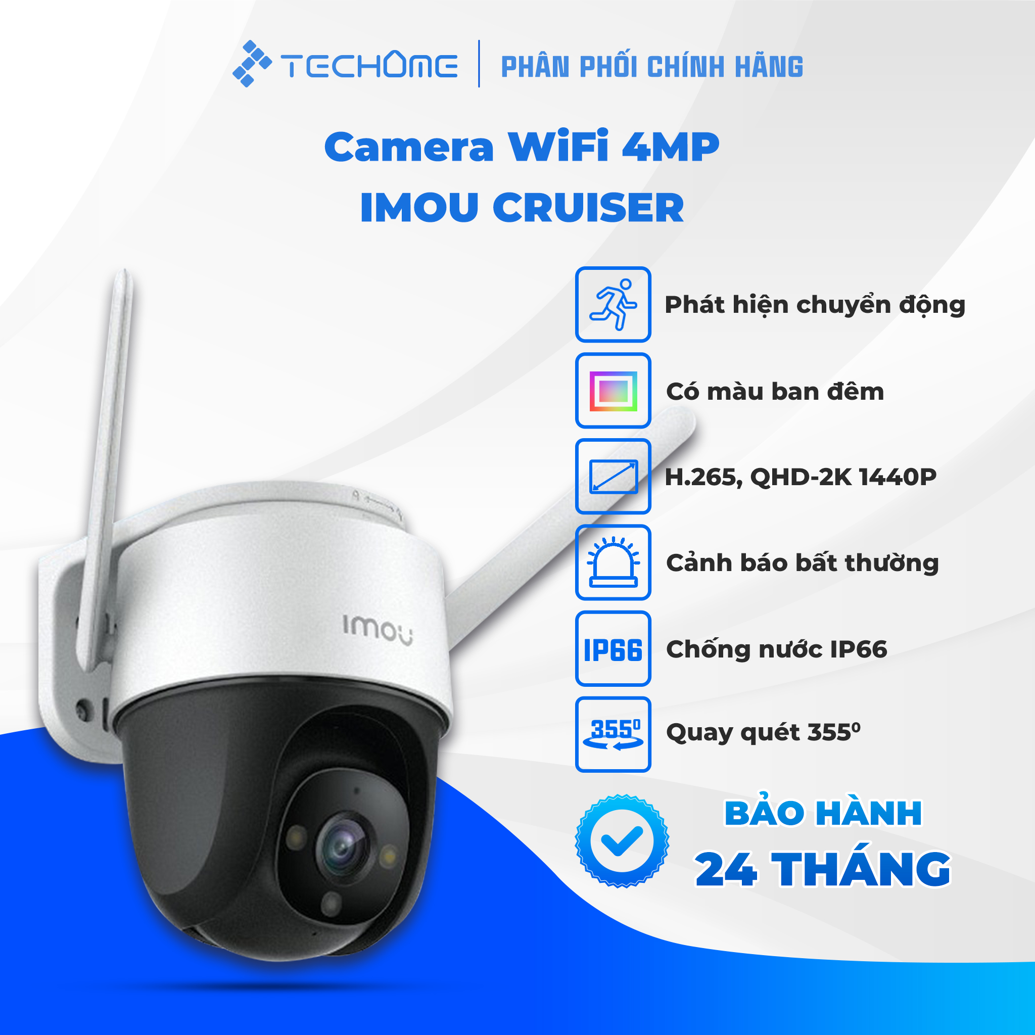 Camera Wifi ngoài trời IMOU CRUISER CRUISER S22FP 2MP/S42FP 4MP cao cấp màu ban đêm, chống nước, đàm thoại hai chiều