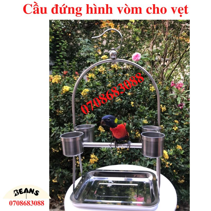 Cầu đứng nhập khẩu cho vẹt hình vòm làm bằng inox dùng cho chim, vẹt như lovebire, sun, xích, ngực hồng, lory,...