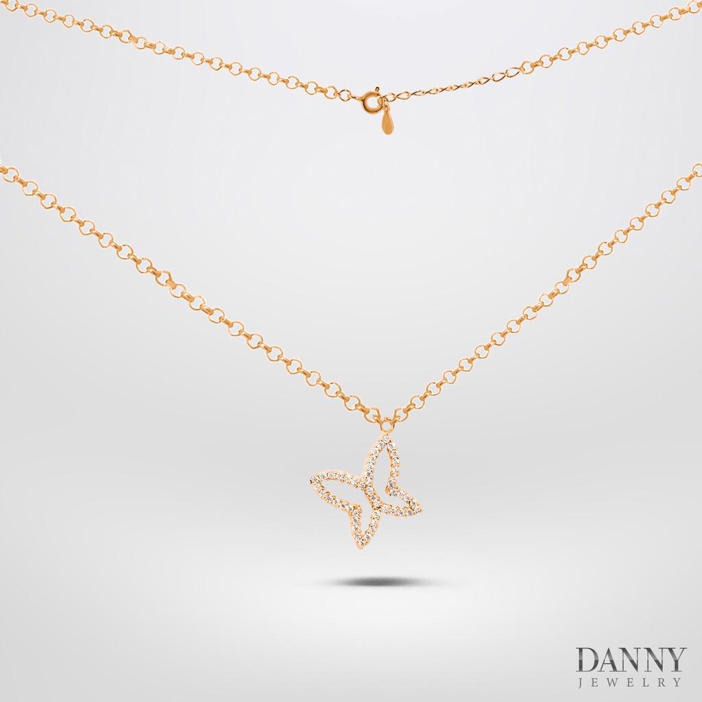 Dây Chuyền Có Mặt Danny Jewelry Bạc 925 Xi Vàng Hồng Hình Bướm Đá CZ DM036