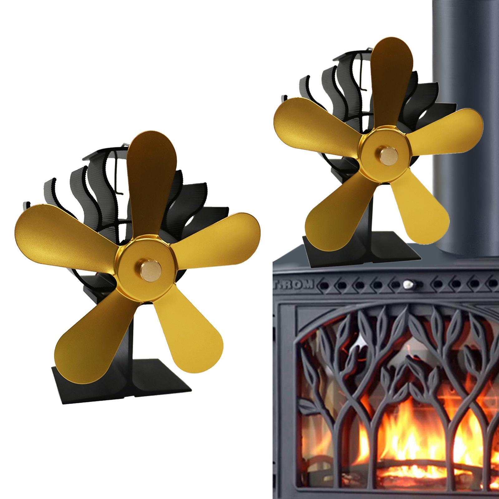 Mini Heat Powered Stove Fan With Free Thermometer Mini 5 Blade Golden