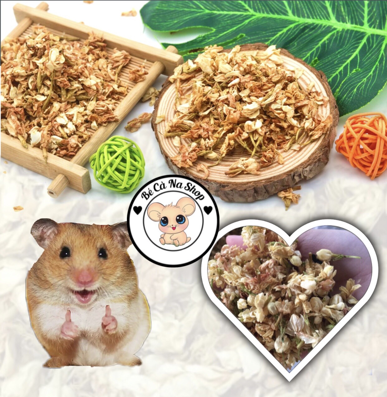Hoa lài sấy khô giải nhiệt, giảm stress thức ăn hoa sấy cho hamster , thỏ bọ sóc chinchilla ...