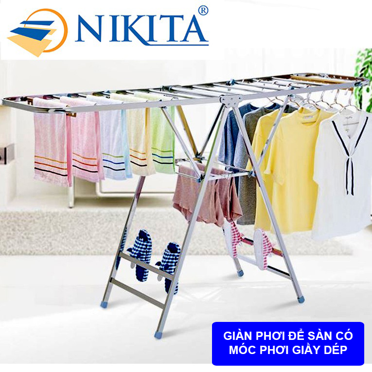 Giàn phơi đồ thông minh  đa năng, Giàn phơi để sàn Inox gấp gọn, Chính hãng NIKITA nhiều mẫu mã lựa chọn