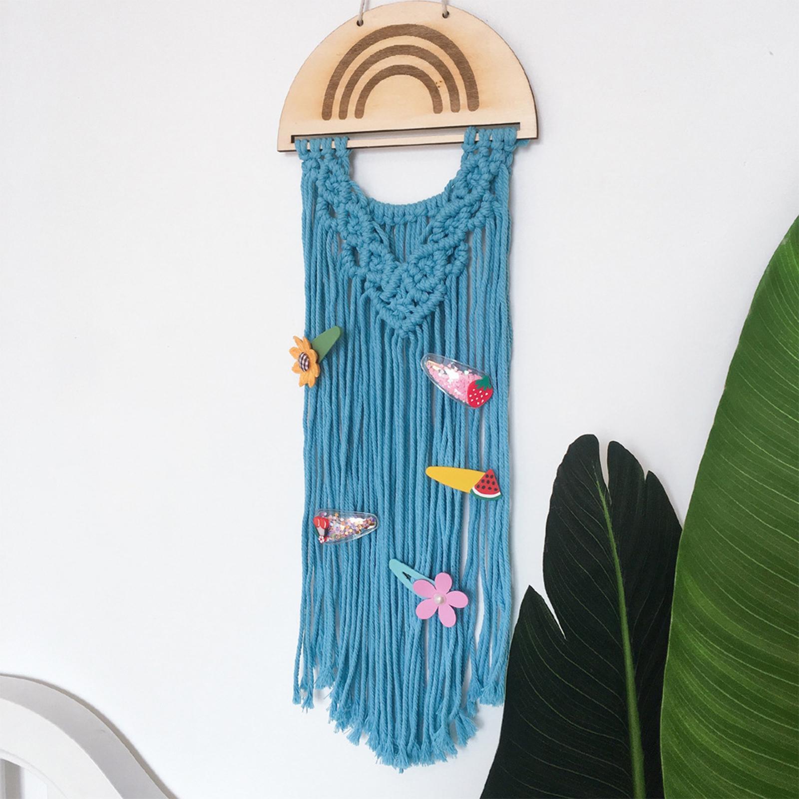 Macrame Hair Bow Holder Sturdy Rope Hanging Hair Clips Hanger for Wall Gift