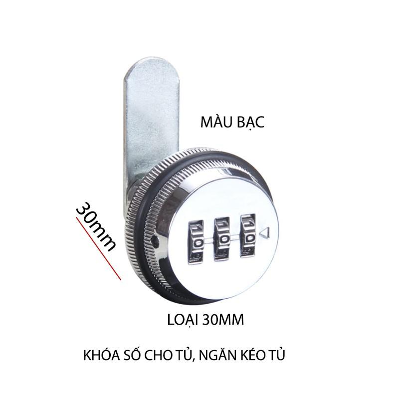 Khóa số KS9503 cho ngăn kéo bàn, tủ loại dài 30mm với 3 mã số có thể thay đổi được, bằng hợp kim
