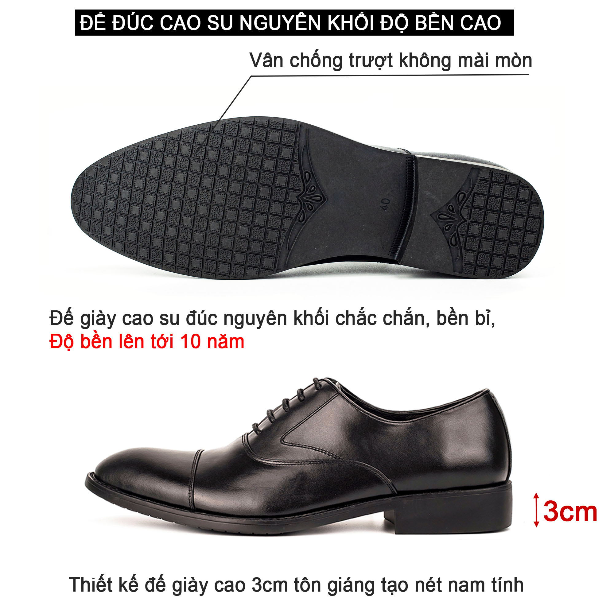 Giày da nam, giày oxford công sở Bụi Leather G105 - Da bò Nappa cao cấp