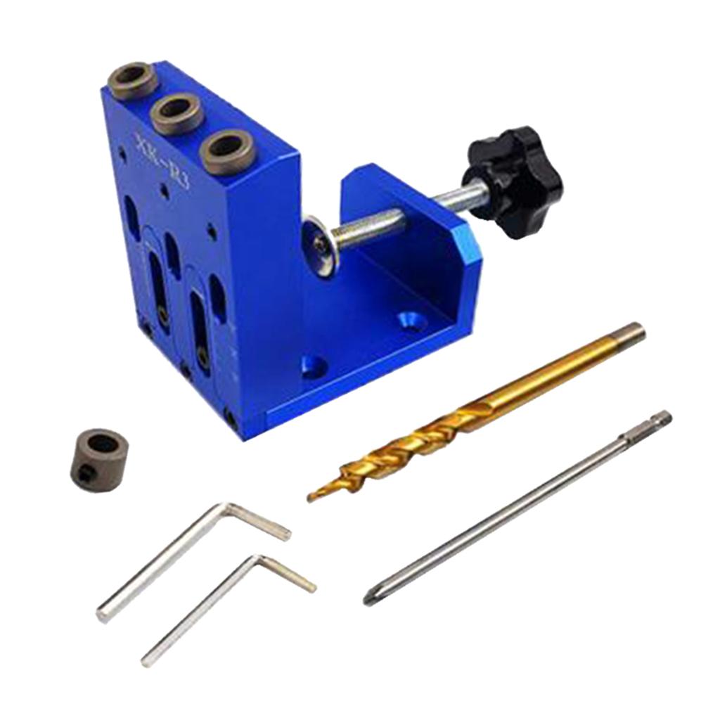 Pocket Hole Locator Jig Set Aluminum Woodworking Oblique Jig Puncher Blue