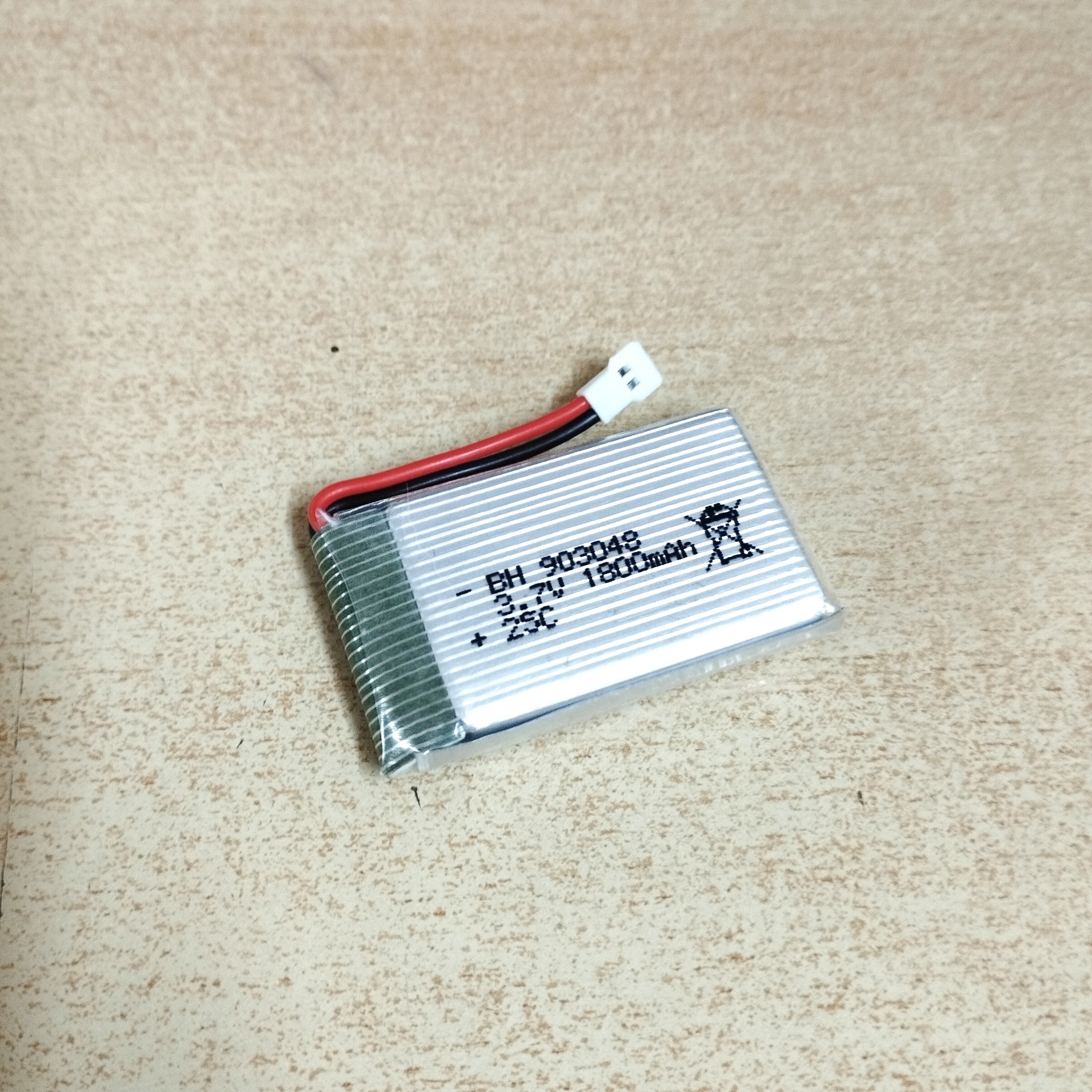 Pin sạc 3.7V dung lượng cao 1800mAh chân cắm jack trắng dẹt P2.54