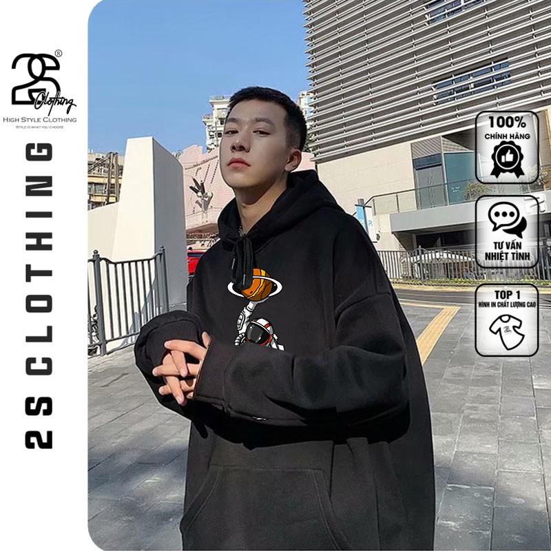 Áo Hoodie Nam Nữ Form Rộng 2s Clothing Áo Nỉ Sweater Form Rộng Đen In Hình Phi Hành Gia Bóng Rổ Nỉ Dày Dặn Cá Tính TV266