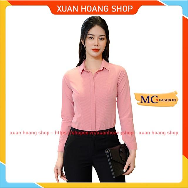 Áo Sơ Mi Nữ Dài Tay Kẻ Sọc Caro Đẹp Dáng Công Sở Mc Fashion, Màu Hồng, Xanh, Nâu Tây, Đỏ, Trắng, Cam A682