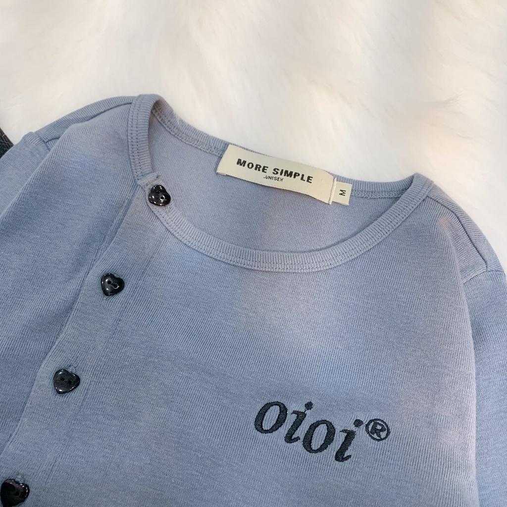 Áo Croptop Nữ Dài Tay OIOI Vải Thun Gân Phong Cách Ulzzang màu ĐEN/TRẮNG/XÁM
