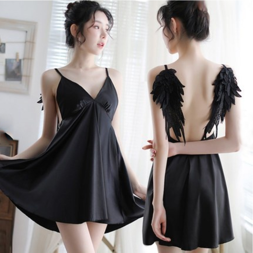 Váy ngủ lụa nữ 2 dây kèm đôi cánh thiên thần Back Angel