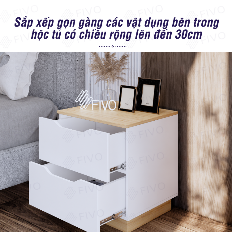 Tủ Đầu Giường Mini Hộc Tủ Có Ray Kéo Cao Cấp Thiết Kế Hiện Đại FIVO FT18 Phù Hợp Với Mọi Không Gian Phòng Ngủ