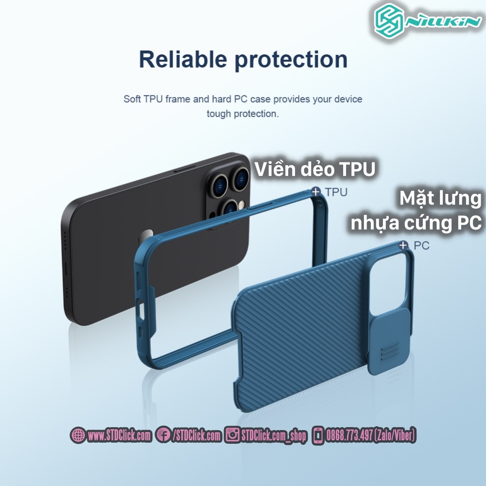 ỐP LƯNG DÀNH CHO ĐIỆN THOẠI IPHONE 14 PRO MAX NILLKIN CAMSHIELD PRO NILLKIN