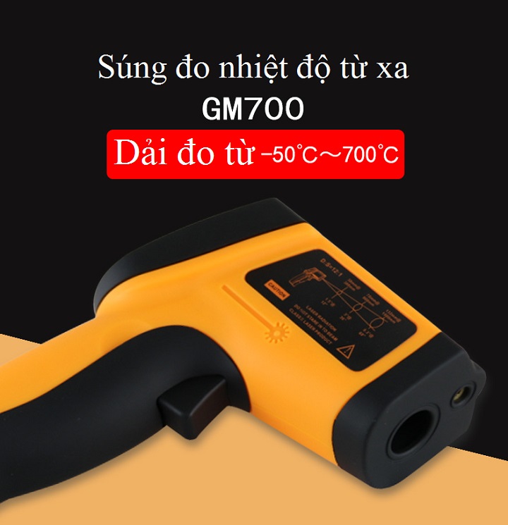 Thiết bị đo nhiệt độ bề mặt bên ngoài môi trường GM700 bằng tia laser cảm biến đa năng, độ chính xác cao (Tặng đèn pin cơ sạc tay-giao màu ngẫu nhiên)