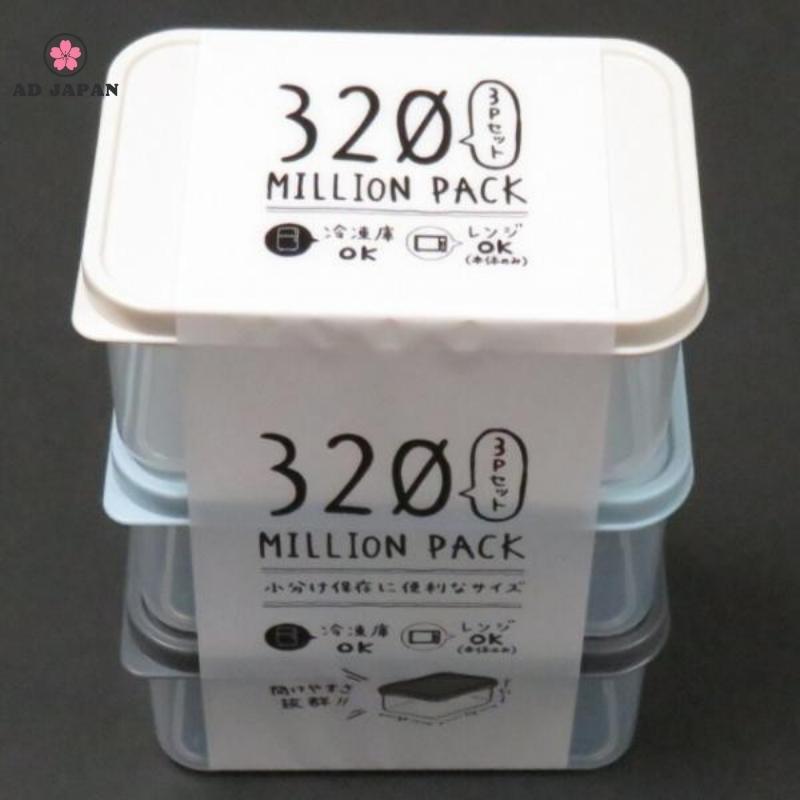 Hộp đựng thực phẩm đựng đồ ăn dặm cho bé sét bộ 3 320ml Million Pack hàng nội địa Nhật Bản AD35