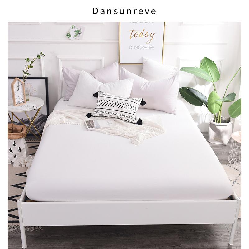 Dansunreve Đồng Màu Trang Bị Tấm Xám/Trắng Bedsheet Đôi Nữ Hoàng Bọc Nệm Cao Cấp Nhà Ga Giường Thun ban Nhạc