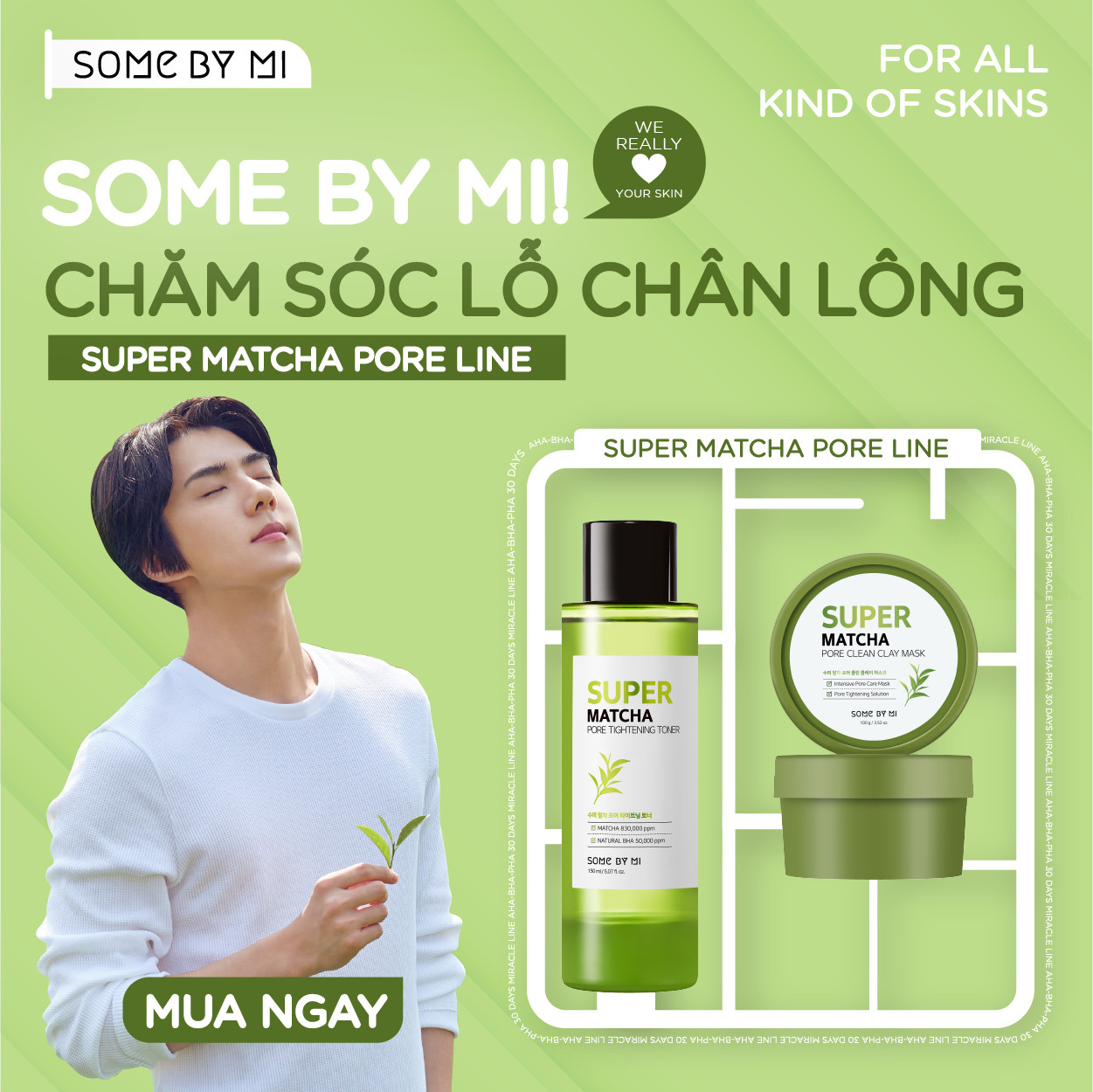 Combo Dưỡng Da,Làm Sạch, Thu Nhỏ Lỗ Chân Lông Some By Mi Super Matcha Pore (Tightening Toner + Clean Clay Mask) + Tặng Kèm 1 Băng Đô Tai Mèo (Màu Ngẫu Nhiên)