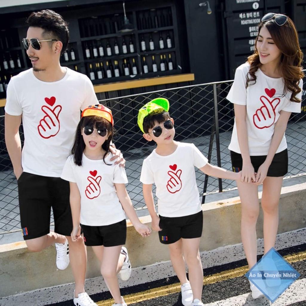 Áo thun gia đình 4 người họa tiết BẮN TIM SIÊU ĐẸP