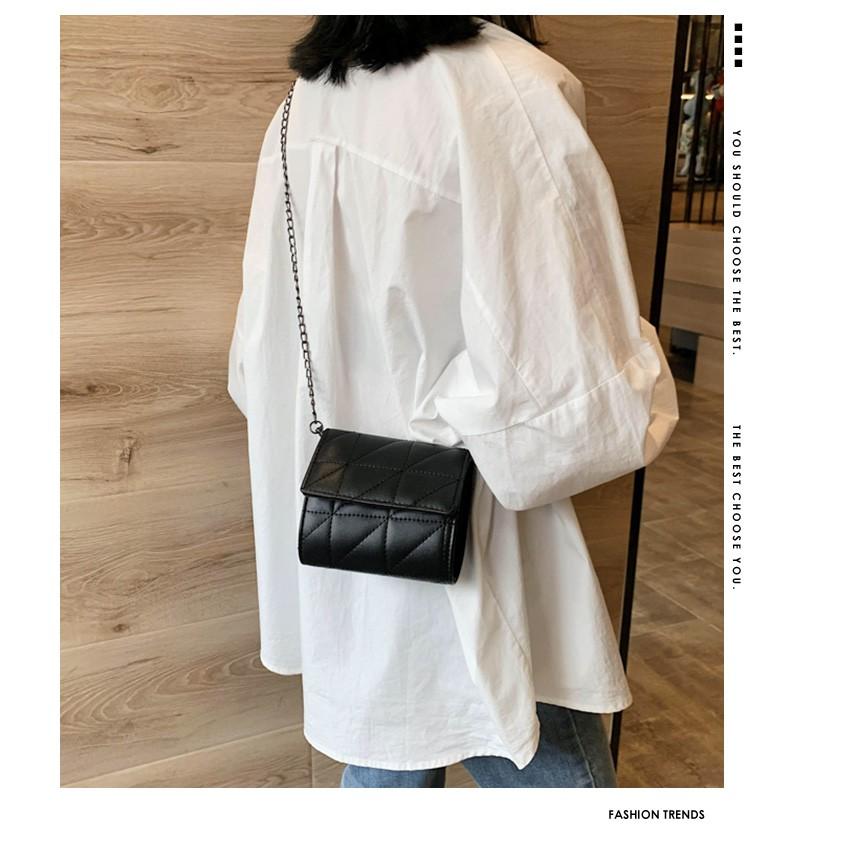 Small Bag Women's Bag Korean Style Simple All-Match Fashion Diamond Chain Shoulder Bag Messenger Bag