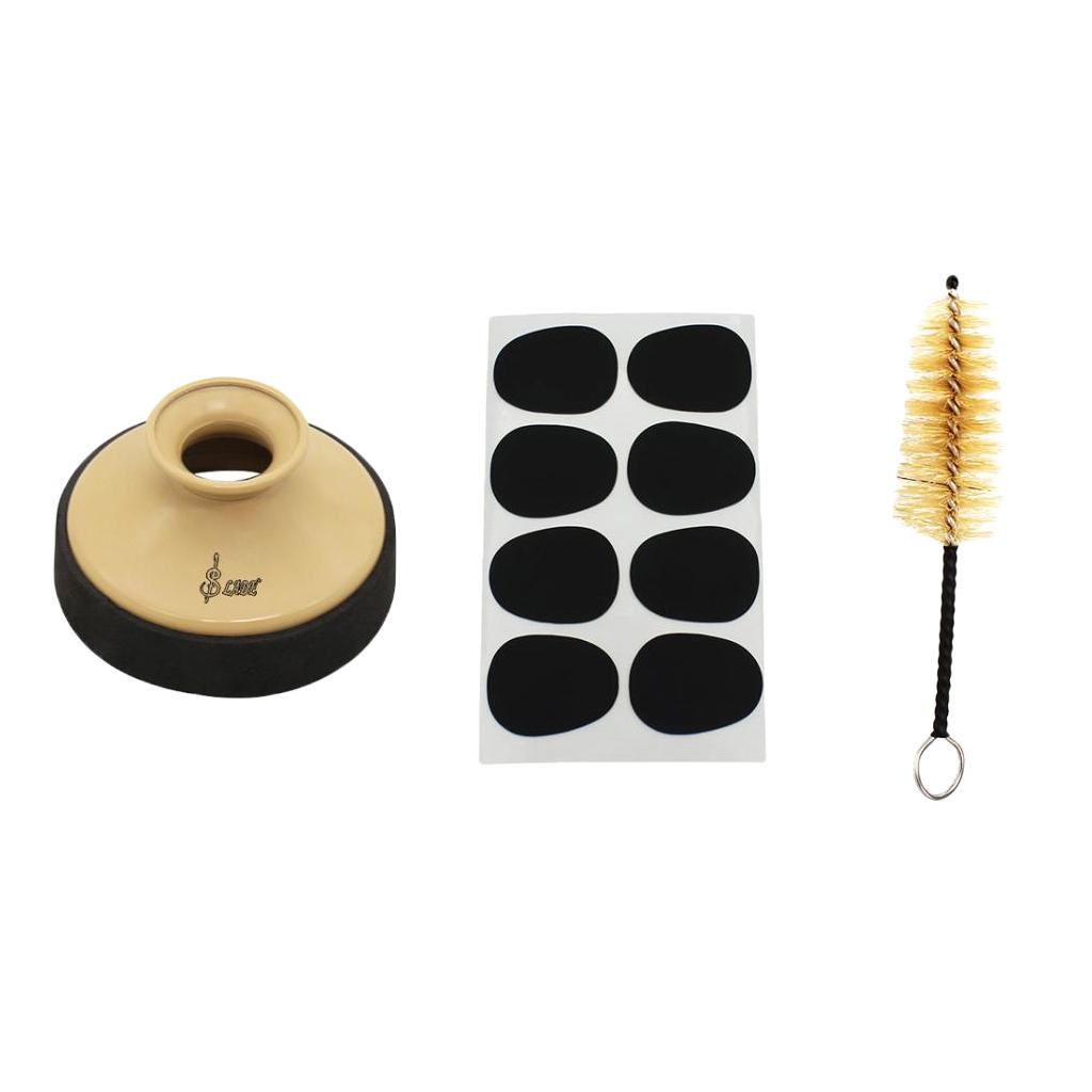 Sunnimix Alto Saxphone Sax Tắt Tiếng Ống Hãm Thanh Kẹp Miệng Miếng Dán Miếng Lót Cơ Quan Ngôn Luận Bàn Chải