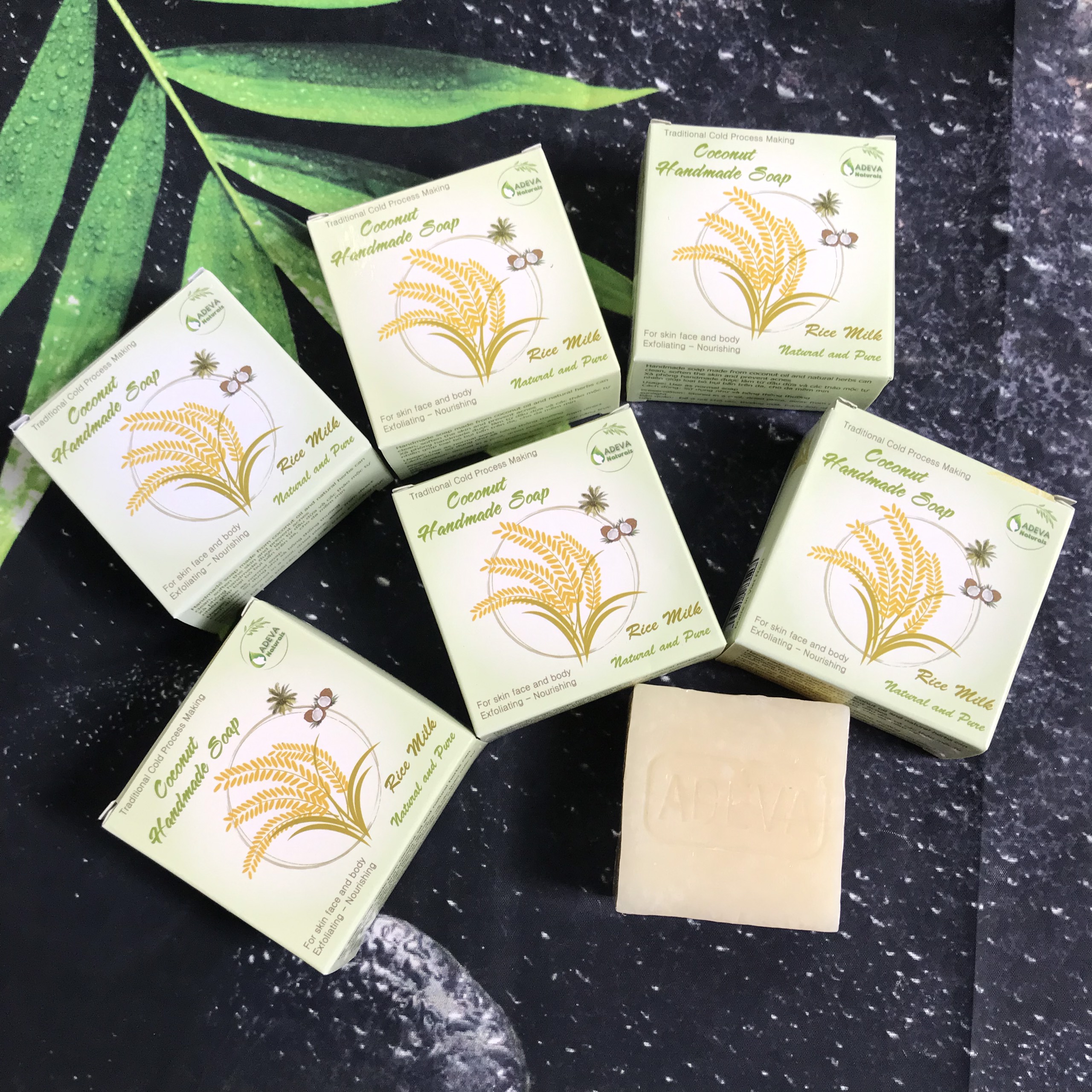 Xà bông handmade Cám gạo - Set 6 soap Adeva Naturals