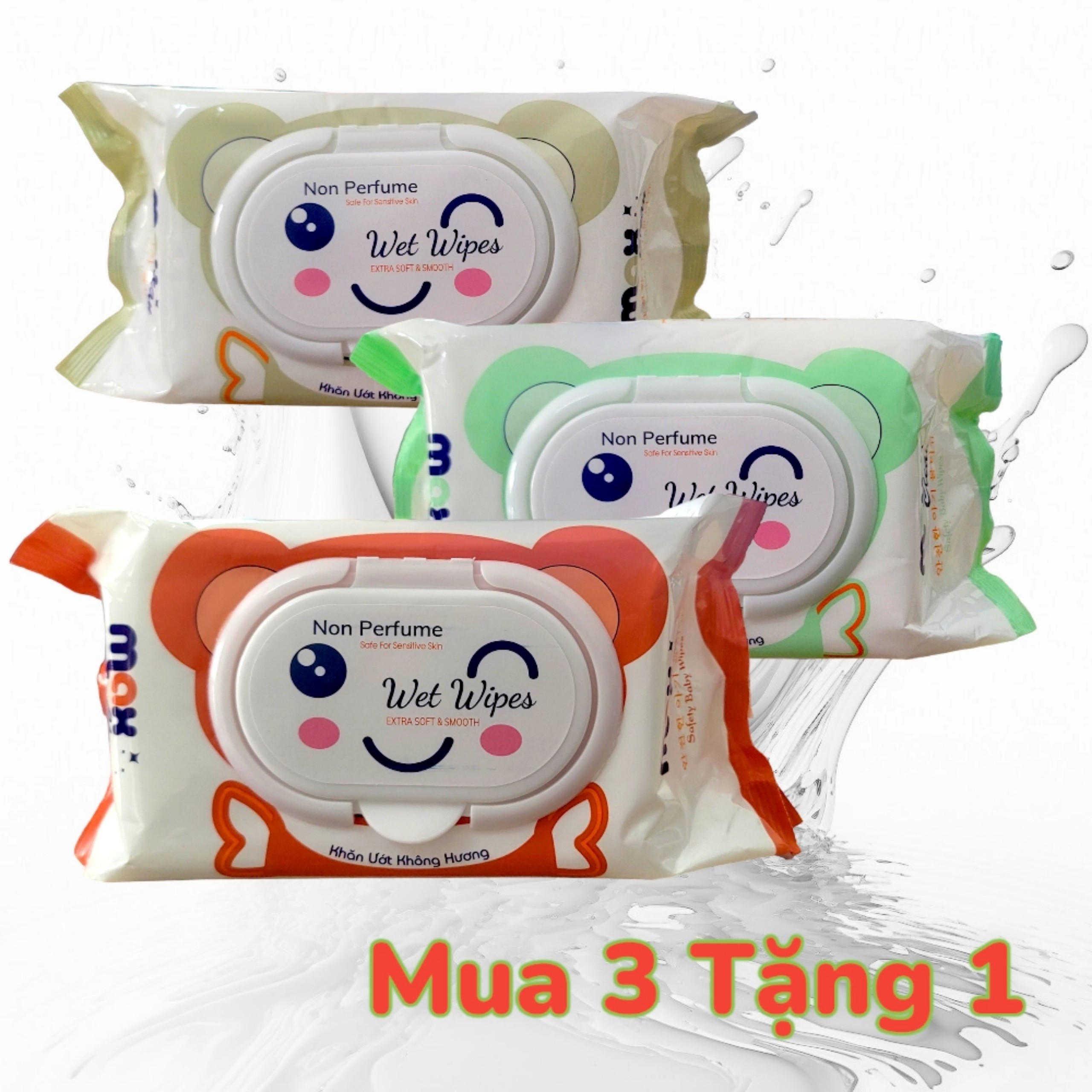 Combo 3 Gói Khăn Ướt Max Clean 100 Tờ Không Hương ( Ngẫu Nhiên ) Tặng 1 Gói Cùng Loại