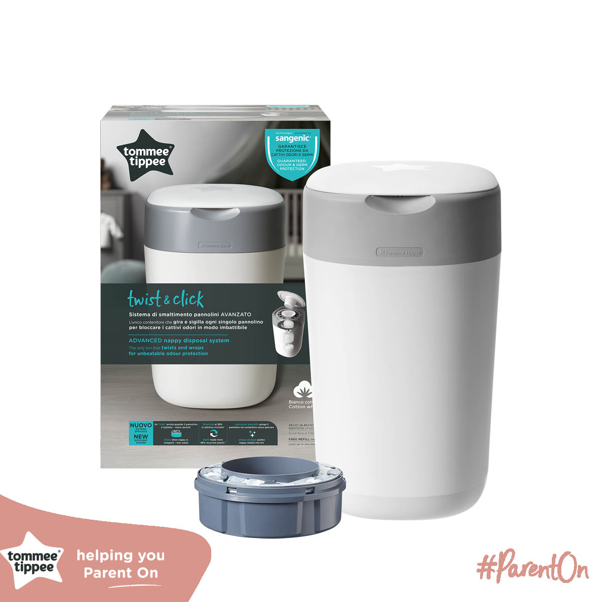 Thùng xử lý tã cho bé Tommee Tippee - Twist &amp; Click - Trắng