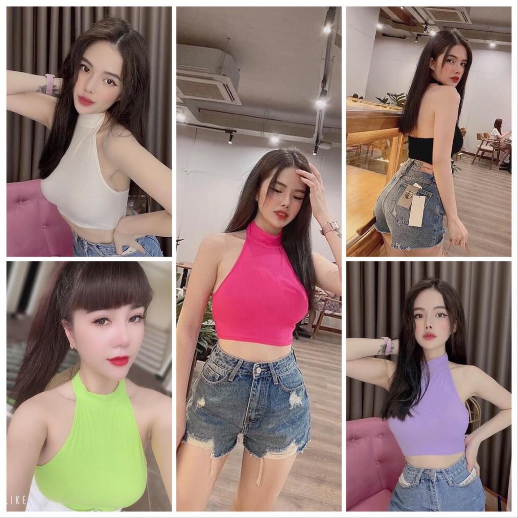 Áo Croptop cổ yếm Hở Lưng Nhiều màu