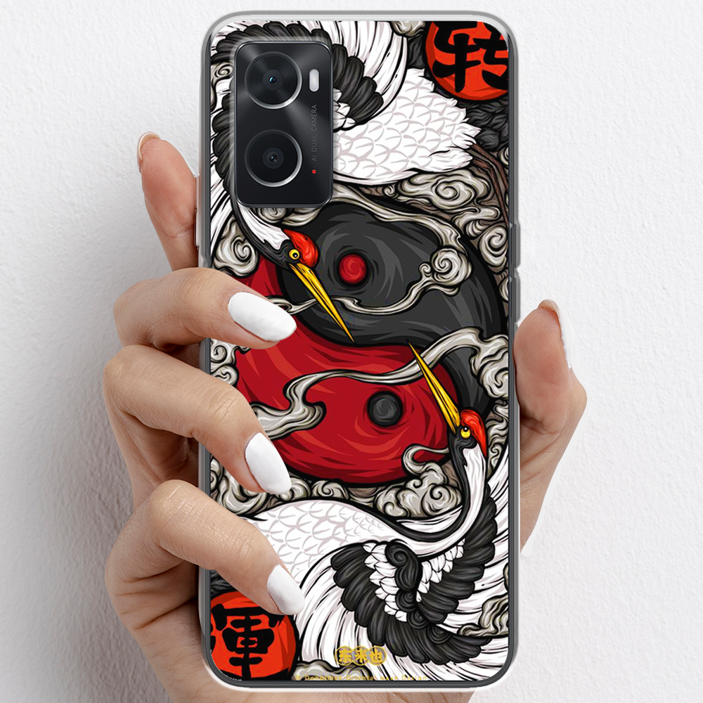 Ốp lưng cho Oppo A76, Oppo A96 nhựa TPU mẫu Hạc âm dương