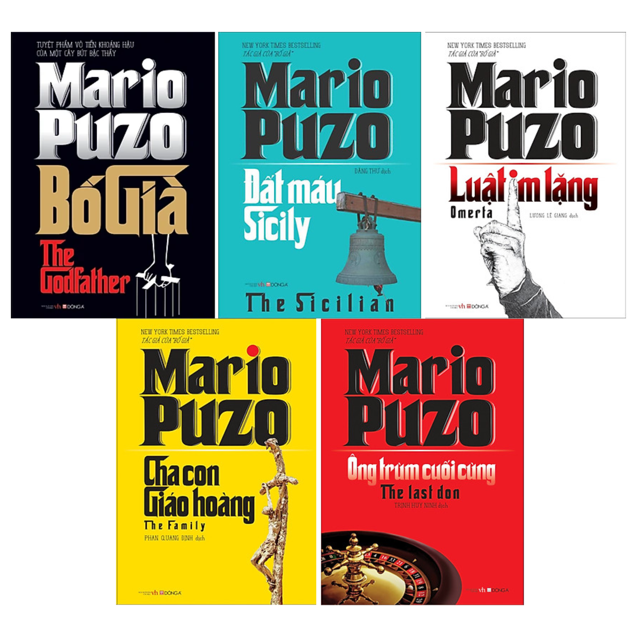 Trọn Bộ 5 Cuốn Mario Puzo: Bố Già + Cha Con Giáo Hoàng + Đất Máu Sicily + Ông Trùm Cuối Cùng + Luật Im Lặng