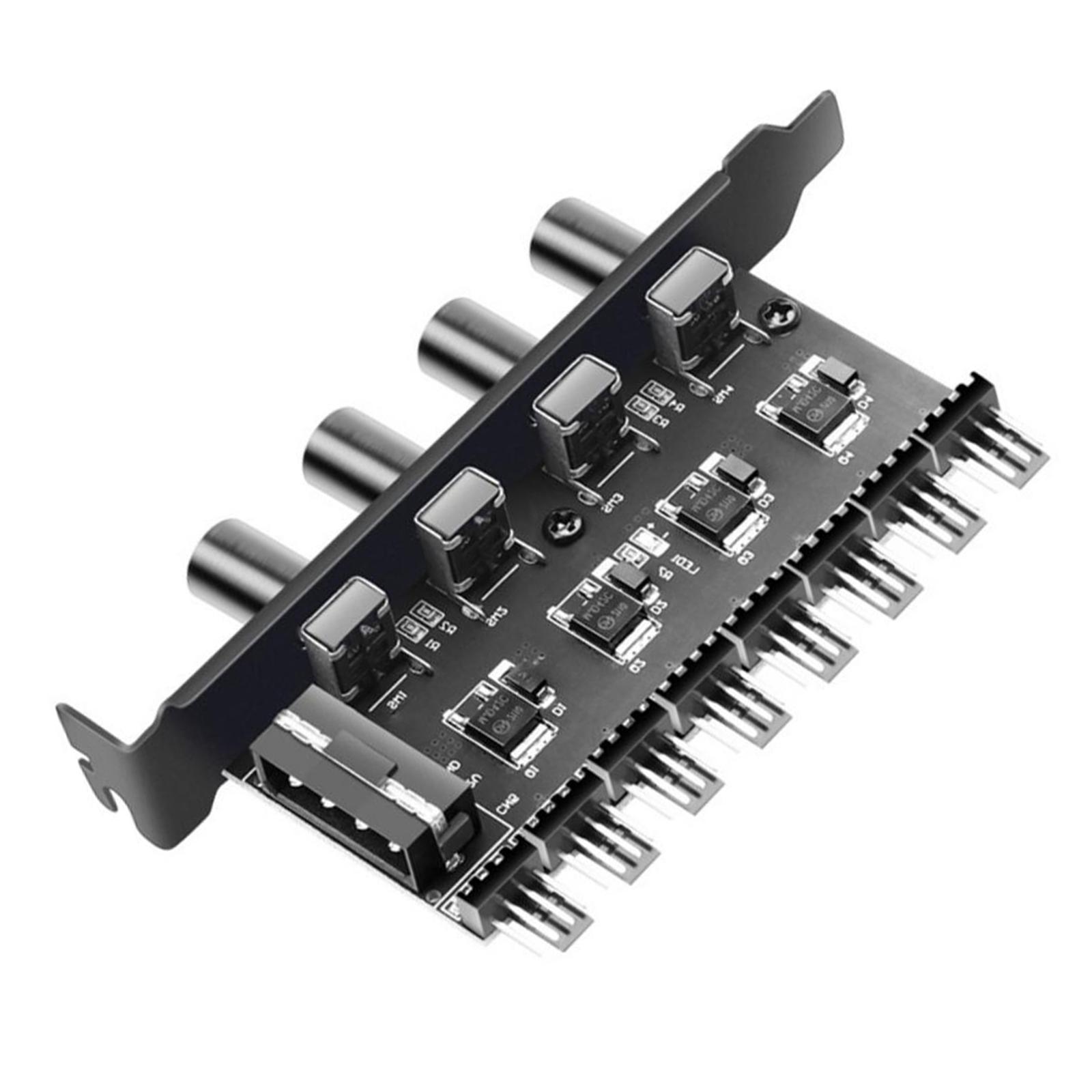 8 Way PC Case Cooling Fan Hub PC Fan Hub for PC Case Chassis Computer Adapter Regulator Splitter