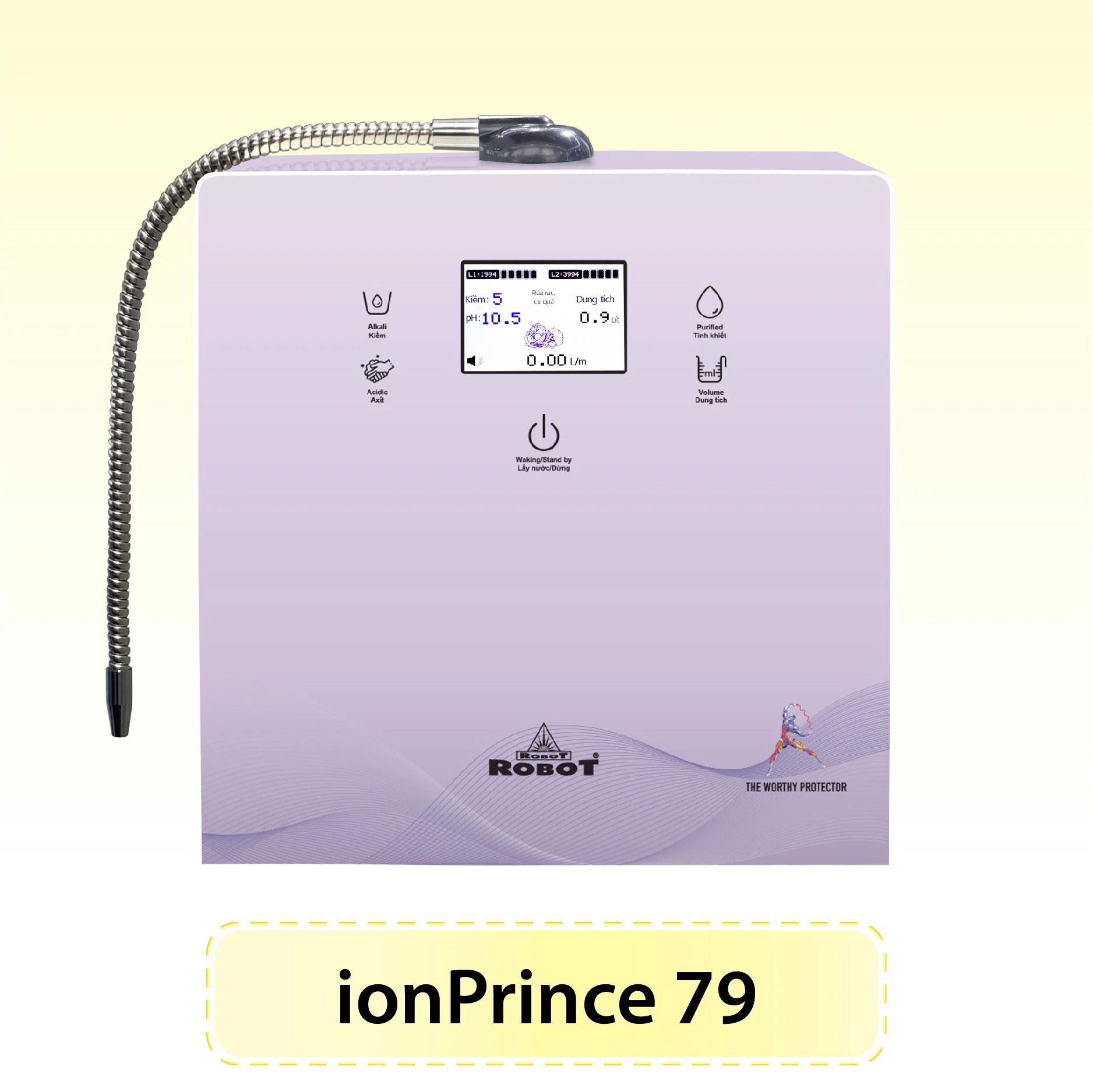 Máy Lọc Nước Điện Giải Thông Minh Ion Kiềm ROBOT IonPrince 79 Tạo 9 Loại Nước Điện Giải Để Bàn Treo Tường