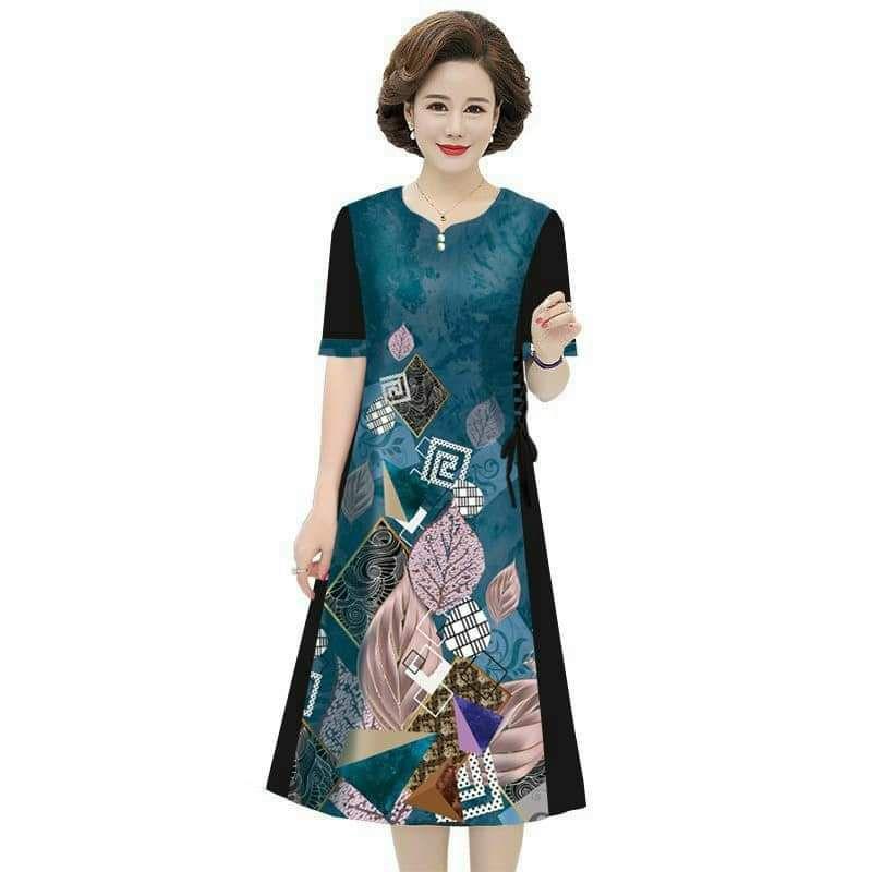ĐẦM SUÔNG IN HỌA TIẾT ĐÍNH HẠT ĐAN DÂY 2 BÊN