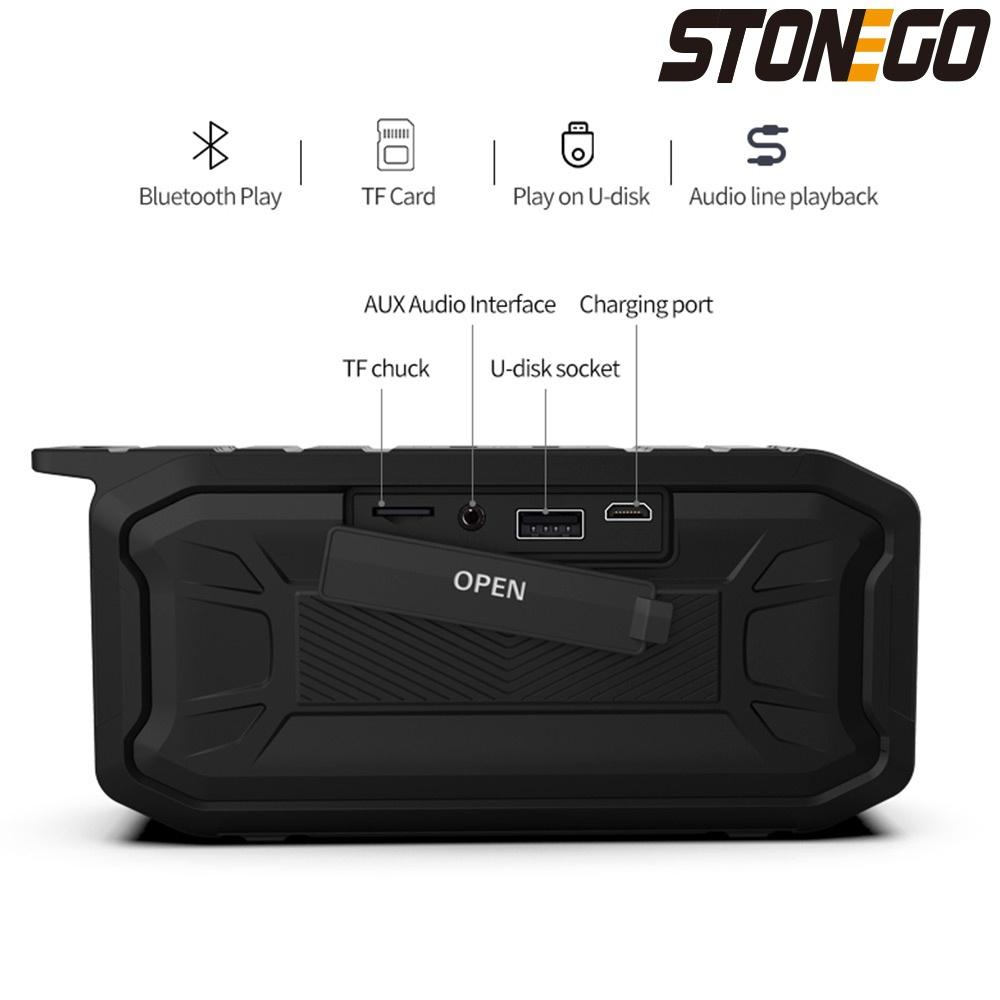 Stonego di động ngoài trời loa bluetooth công suất cao phụ không dây không dây máy nghe nhạc USB hỗ trợ Aux TF Color: Red
