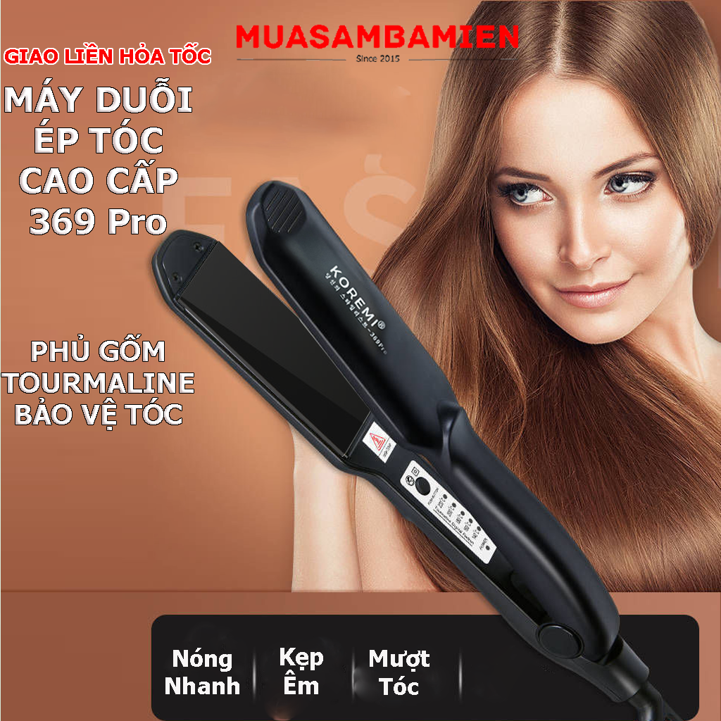 Máy kẹp duỗi tóc Bản Lớn 369Pro Hàn Quốc chỉnh nhiệt cao cấp phủ gốm Tourmaline bảo vệ tóc kéo êm. kẹp mượt tóc