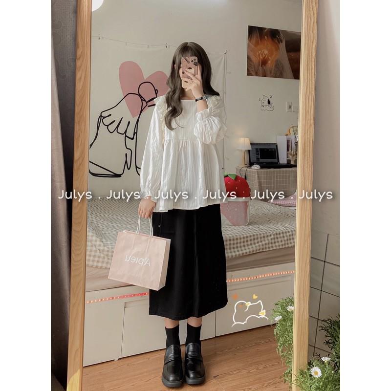 Áo babydoll trắng bèo ren
