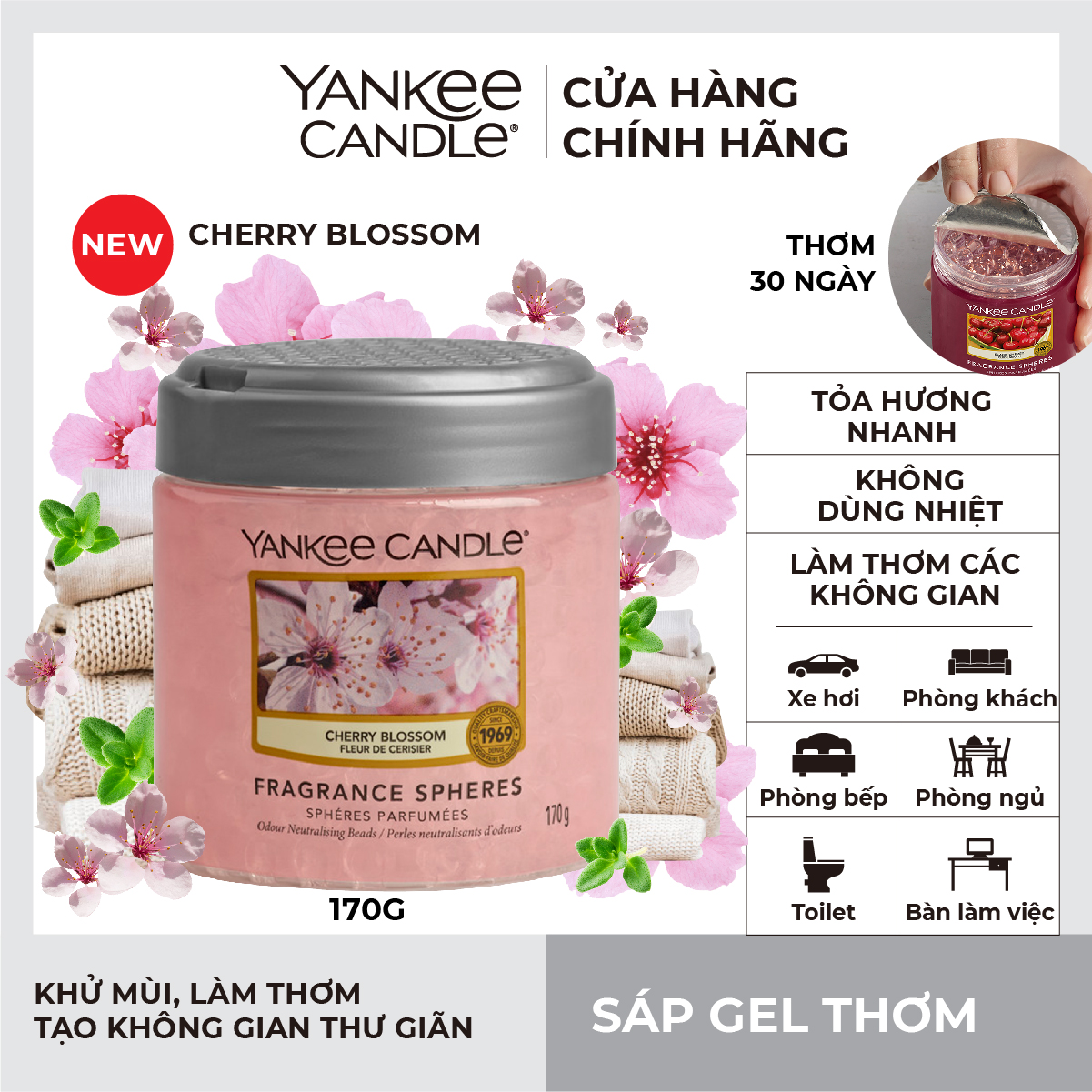 Sáp Gel Thơm Yankee Candle - Cherry Blossom (170g)